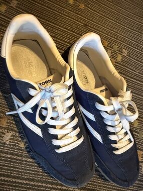 Tretorn Navy and White Retro Low-Top Sneakers